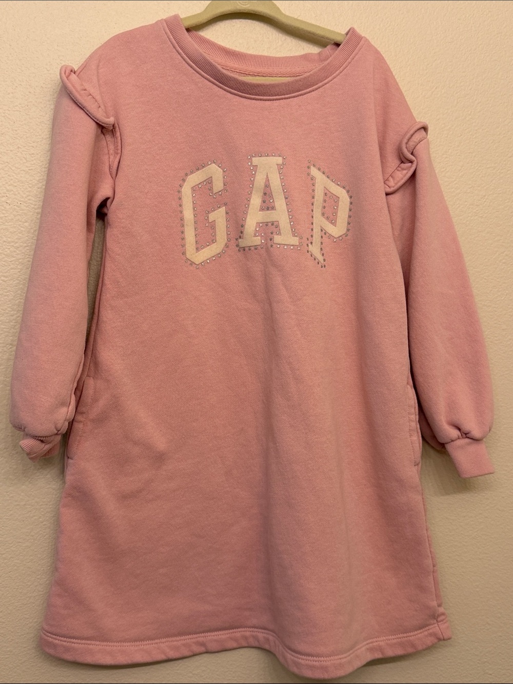 GAP Light Pink Sweatshirt Dress with Crystal-Studded Logo